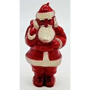 Vintage Hard Plastic Santa Figurine c1940s 3.25 inch Christmas Red White